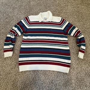 Alfred Dunner Medium Striped Acrylic Sweater with Collar